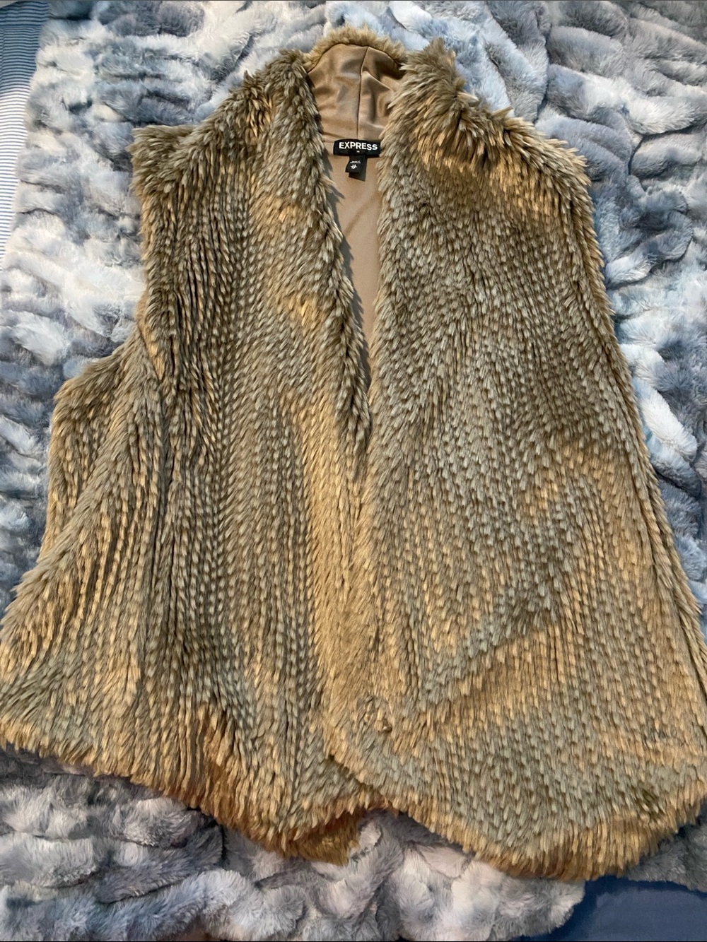 Express Faux Fur Vest in Olive